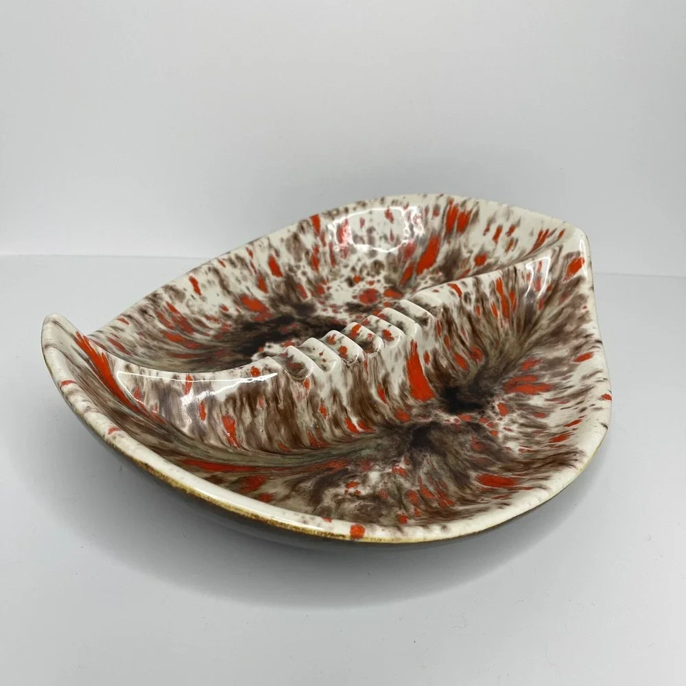 Mid Century‎ Retro Boomerang Large Table Ashtray Atomic Speckled Geometric Vtg